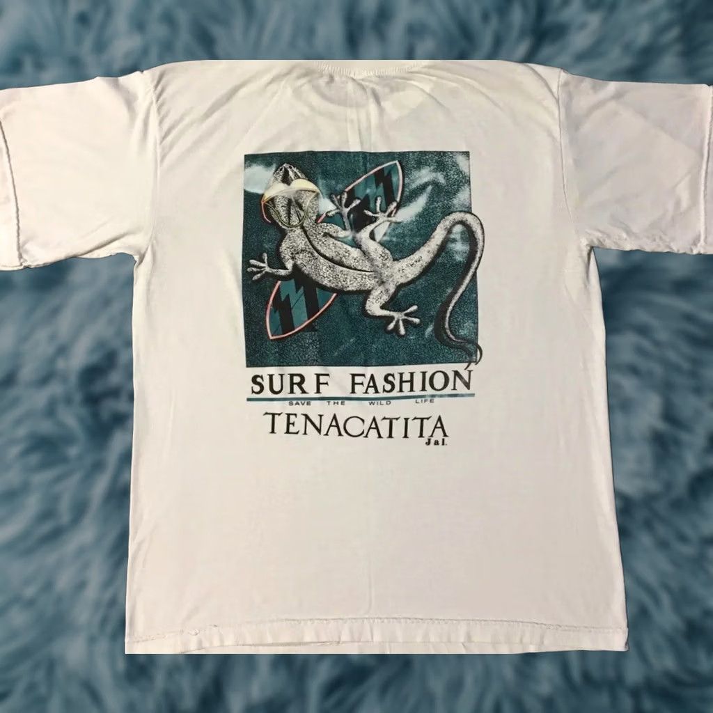 Quiksilver VINTAGE Gecko Surf Shirt XL White 90s Gotcha Ocean Pacific Beach Grunge 80s 90s Mens T-Shirt Size US XL / EU 56 / 4 - 1 Thumbnail