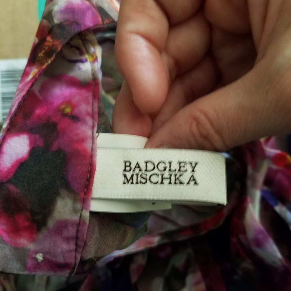 Badgley Mischka Camila pleated sheer mini dress size S multicolor Size S / US 4 / IT 40 - 4 Thumbnail