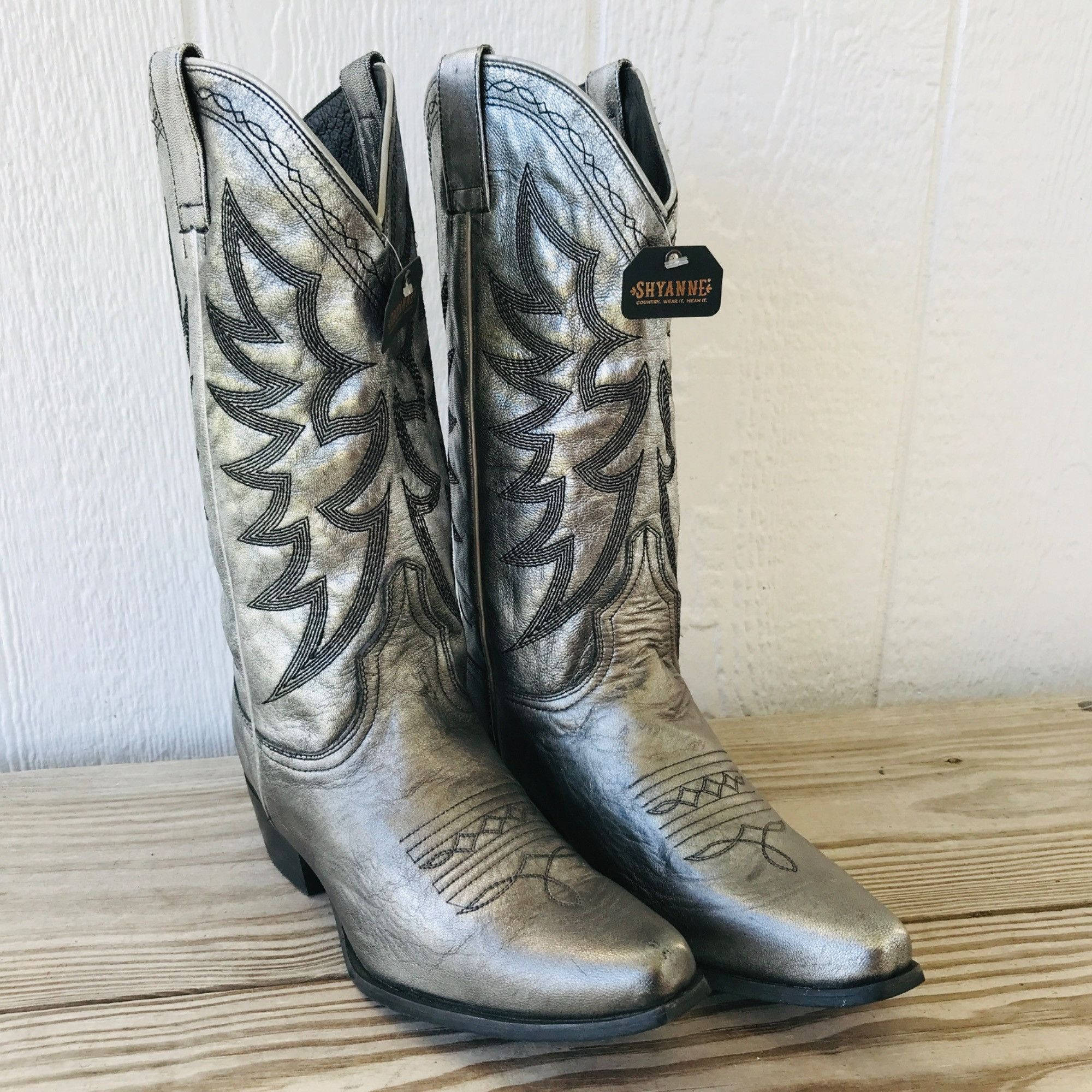 image of Shyanne Encore Womens Silver Astronaut Cowboy Boots 9 B