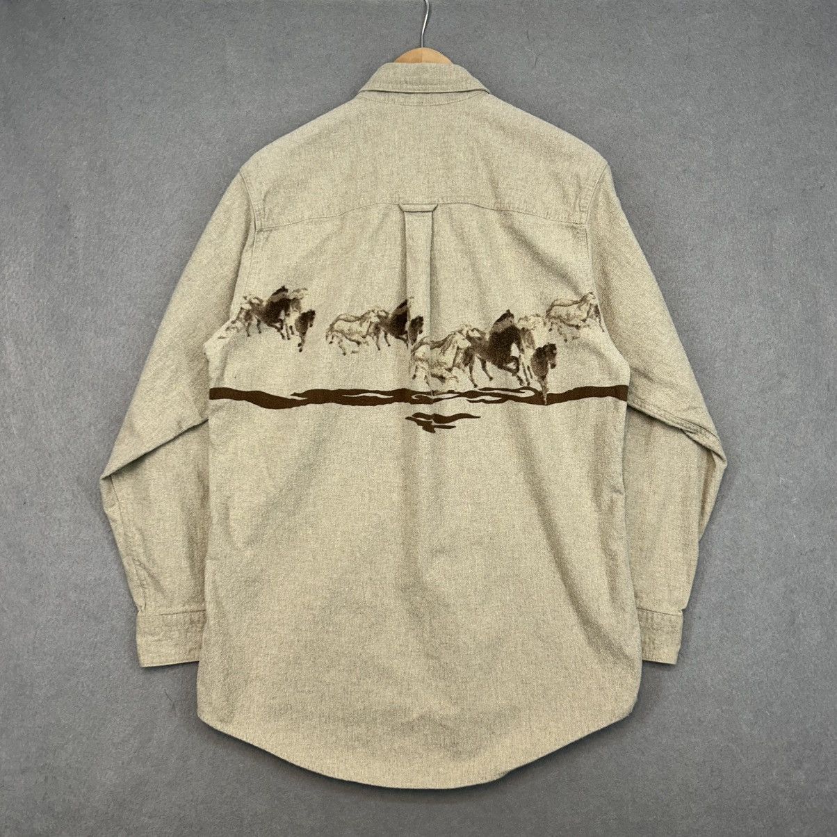 Vintage × Woolrich Woolen Mills Vintage Horse Print Chambray Woolrich Button Up Shirt L 90s Size US L / EU 52-54 / 3 - 2 Thumbnail