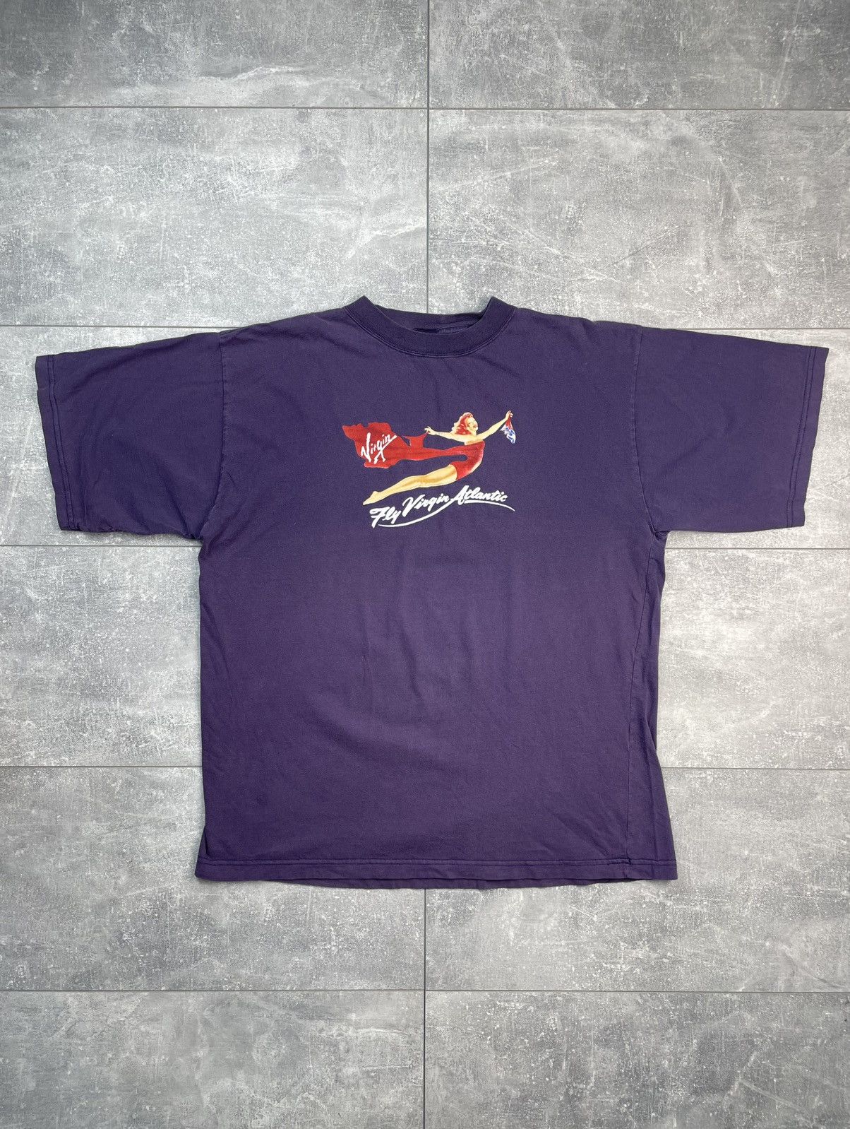 Band Tees Vintage Fly Virgin Atlantic Princess Diana T-shirt 90s Size US XL / EU 56 / 4 - 1 Thumbnail
