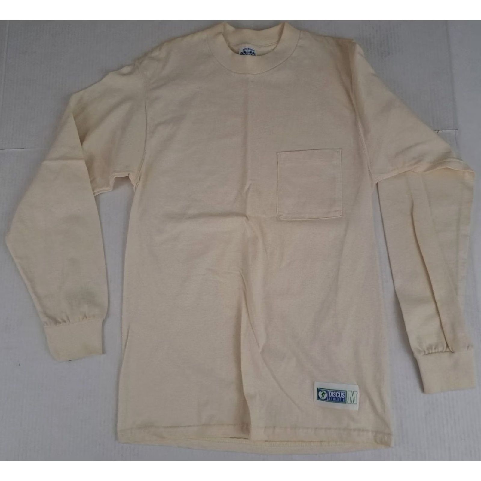 Vintage VINTAGE Ivory Long Sleeve T-Shirt USA Made Discus Athletic Men M Ivory Discus T-Shirt 1990s Training Canvas Cotton Crew Neck Size US M / EU 48-50 / 2 - 2 Thumbnail
