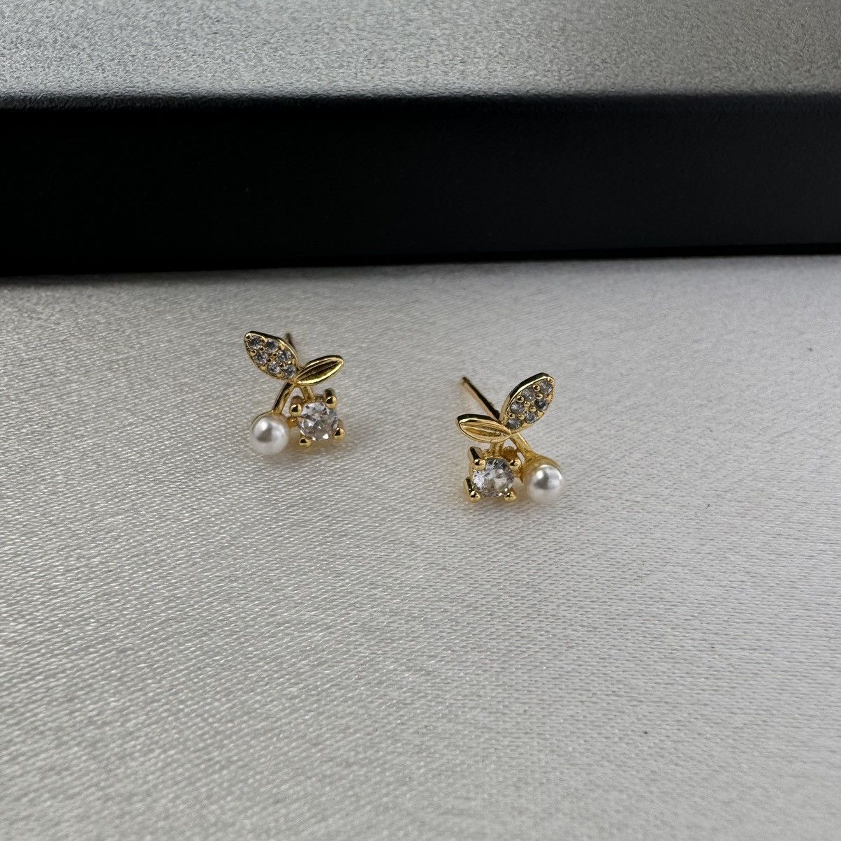 Designer Small CZ Cherry Stud Earrings for Women Size ONE SIZE - 2 Thumbnail
