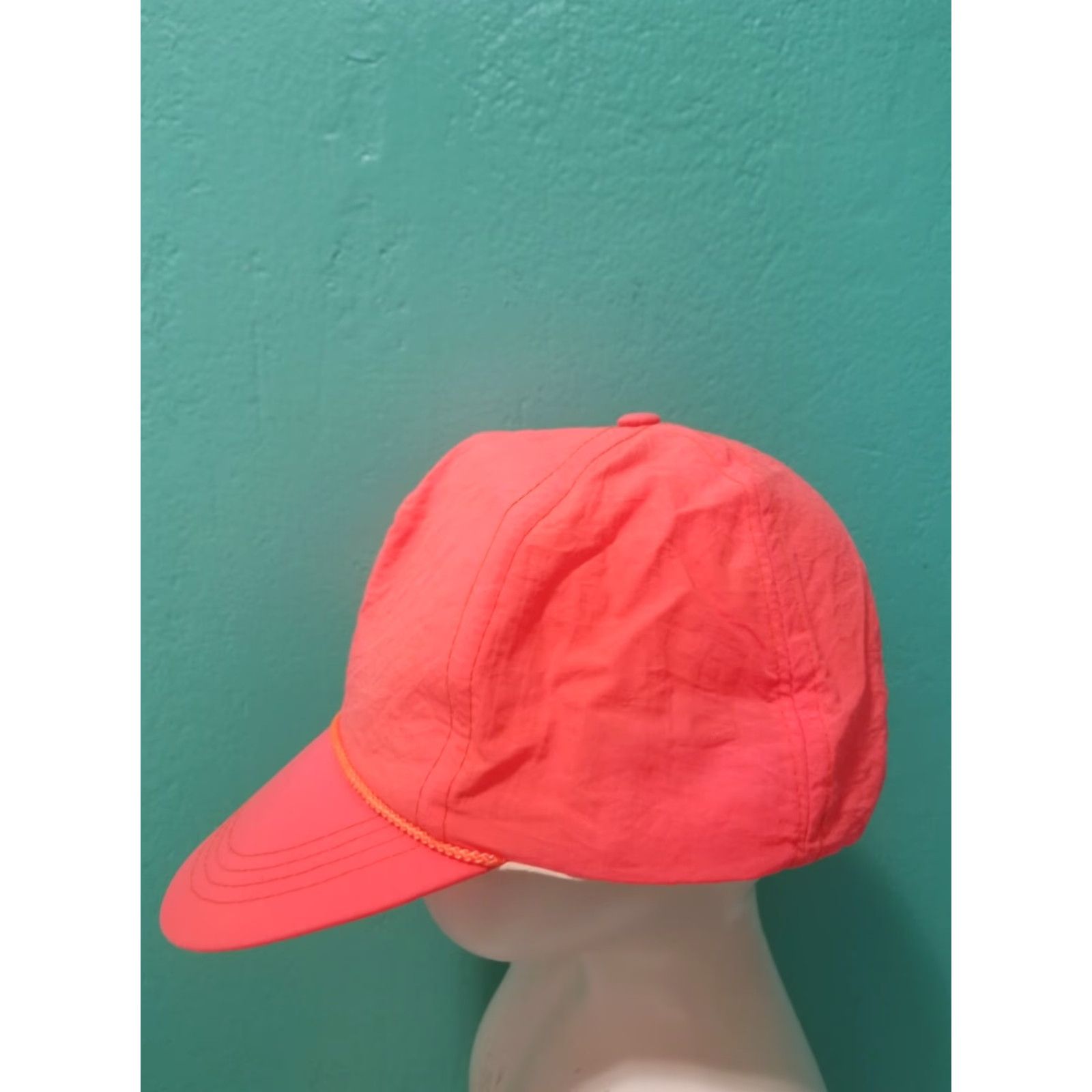 Vintage Vintage Yupoong Nylon Neon Orange Blank Snap Back Hat - Adjustable Men’s Hat, Orange, Snapback, Nylon, Vintage, Yupoong, Men, One Size Size ONE SIZE - 4 Thumbnail