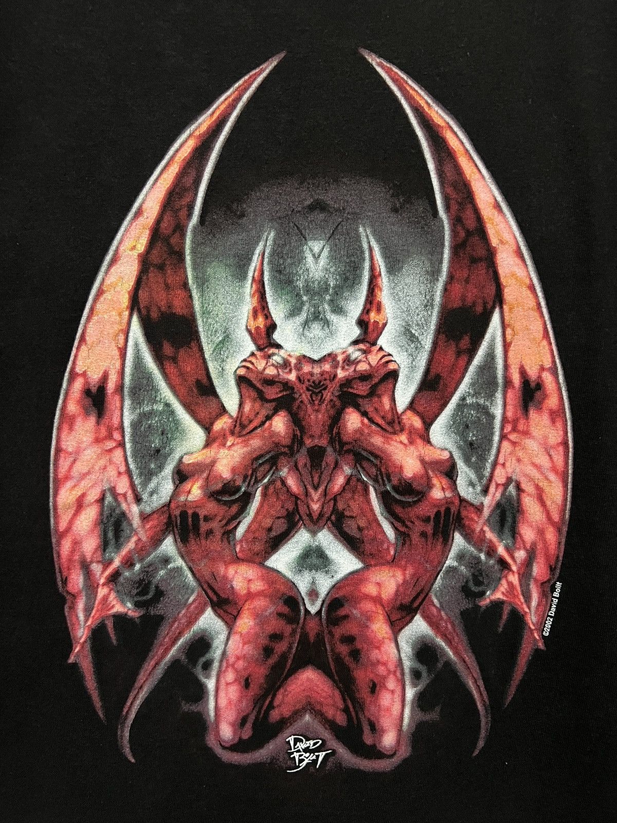 Vintage Y2K Vintage David Bollt Symmetry Red Goth Devil T-shirt M Size US M / EU 48-50 / 2 - 4 Thumbnail