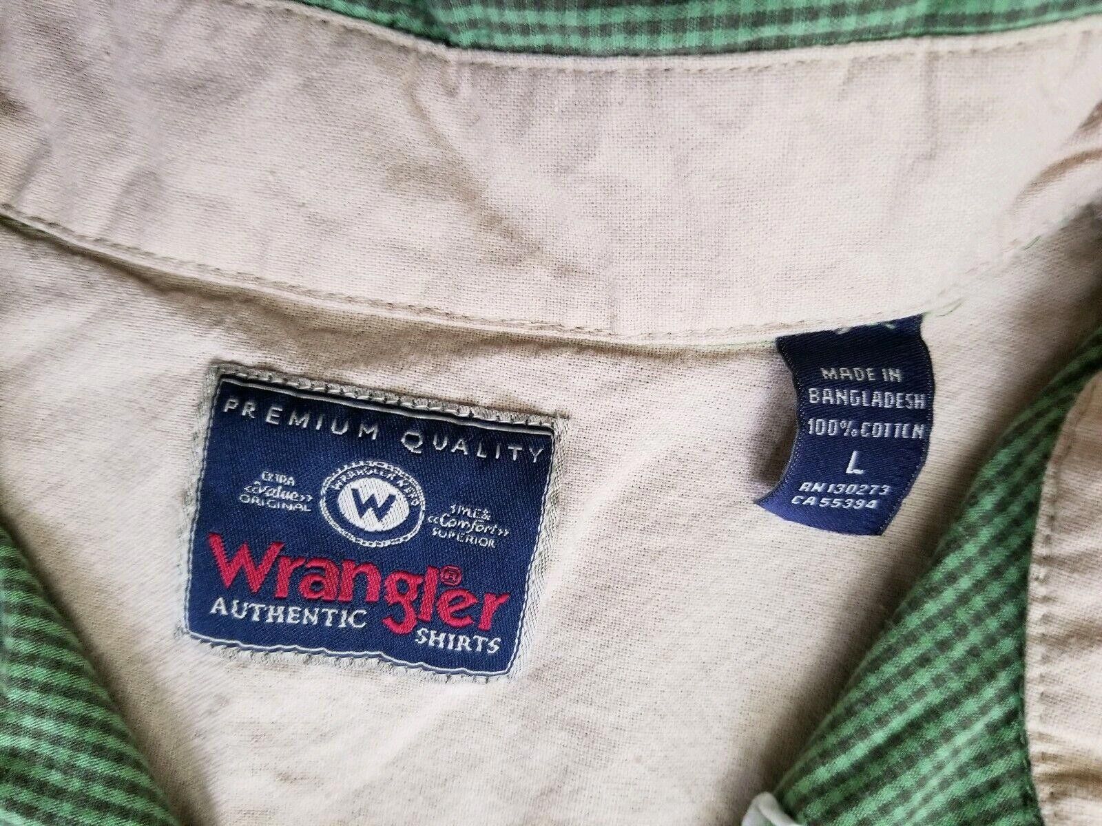 Wrangler Wrangler Shirt Mens Large Green Plaid Button Down Collared Size US L / EU 52-54 / 3 - 4 Thumbnail