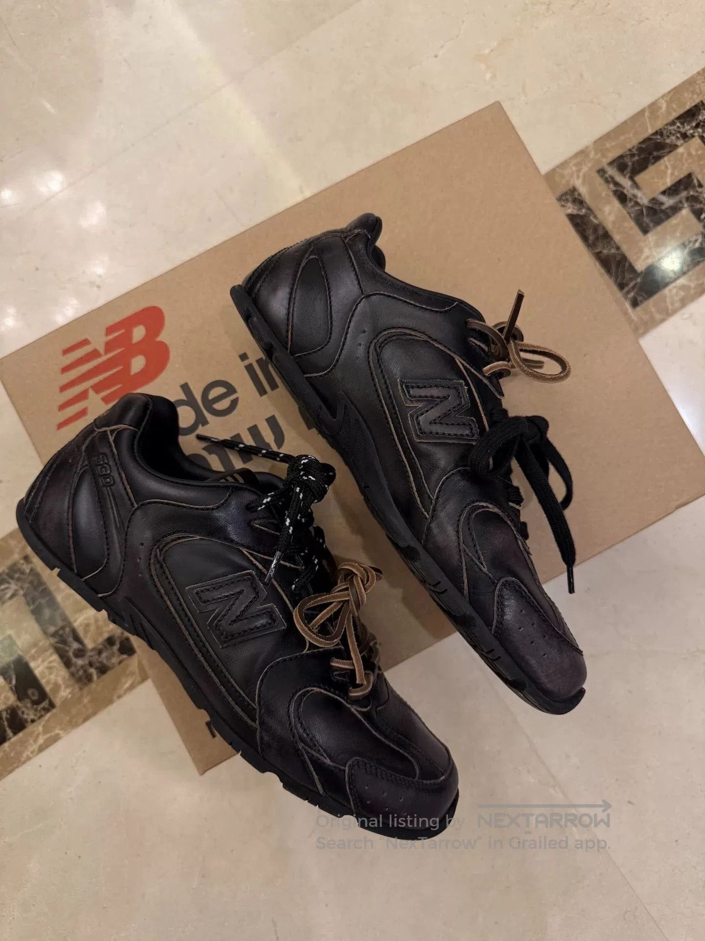 Miu Miu Miu Miu NB530 Black Leather Distressed Sneakers. Size US 8 / IT 38 - 3 Thumbnail