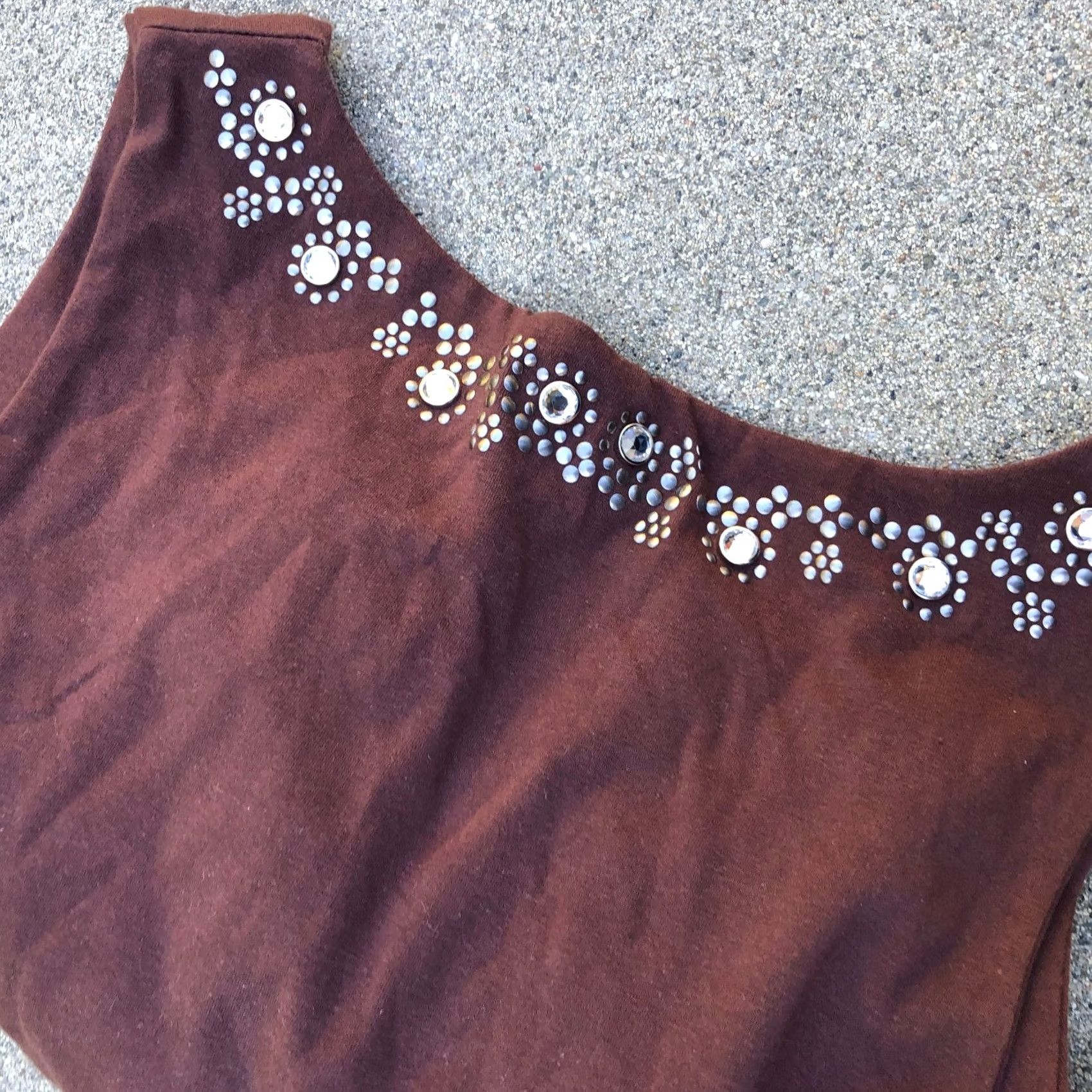 Vintage VINTAGE Moda International Tank Top Shirt Women's LARGE Brown Sleeveless Studded Tank Top Shirt Size L / US 10 / IT 46 - 2 Thumbnail