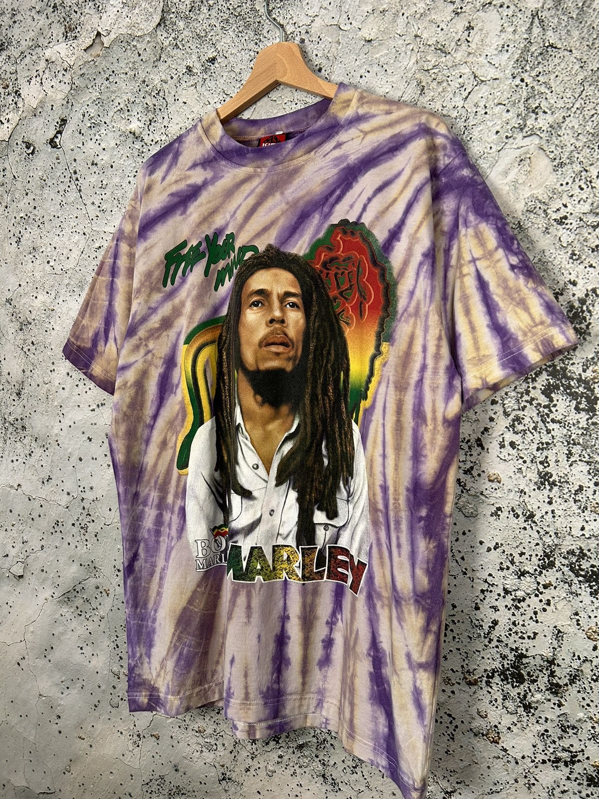 Bob Marley Vintage Rare 90s Bob Marley Tie Dye Graphic Tee Hype Art Size US L / EU 52-54 / 3 - 2 Thumbnail