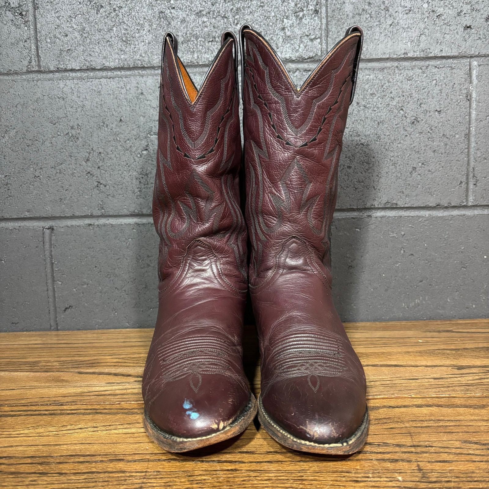 Lucchese Lucchese 2000 Black Cherry Leather Western Boots Men’s 10 2E Size US 10 / EU 43 - 3 Thumbnail