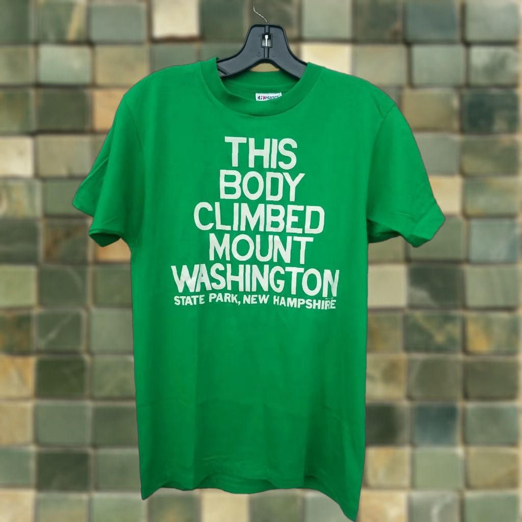 Hanes VINTAGE Hanes Shirt Mens M Green This Body Climbed MOUNT WASHINGTON 90s Mountains New Hampshire Graphic Tee Crew Neck Short Sleeve Cotton Size US M / EU 48-50 / 2 - 1 Thumbnail