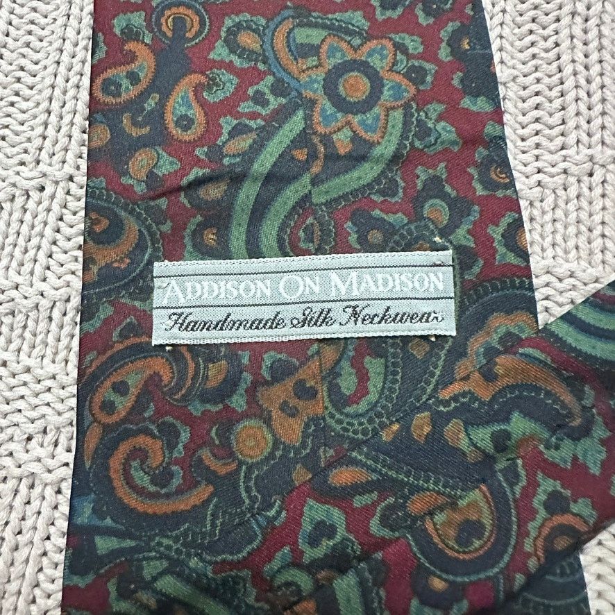 Vintage Vintage Addison on Madison maroon paisley silk tie Size ONE SIZE - 4 Thumbnail