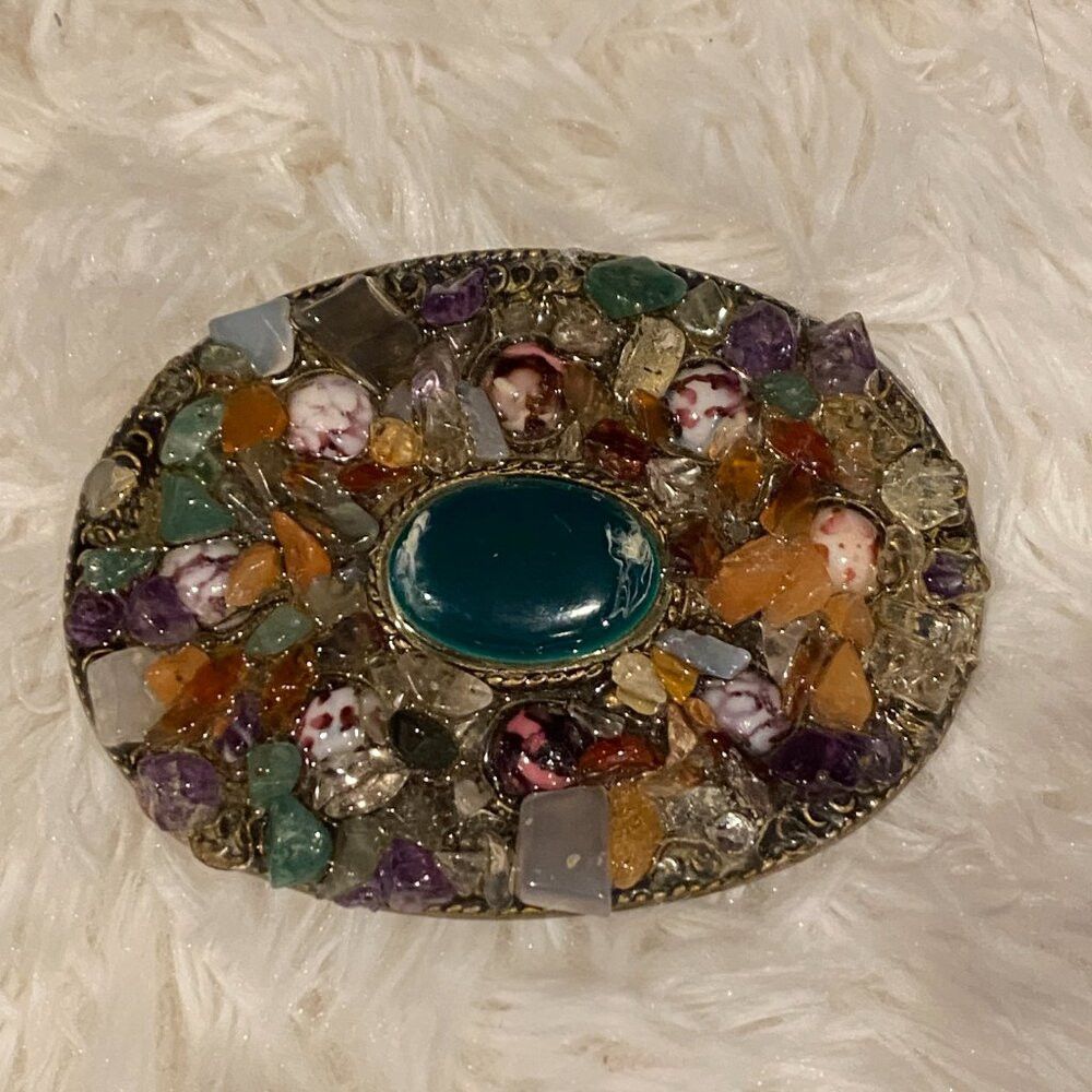 Vintage Vintage Y2K Gemstone Rhinestone Belt Buckle RARE 90S Amethy Size ONE SIZE - 3 Thumbnail