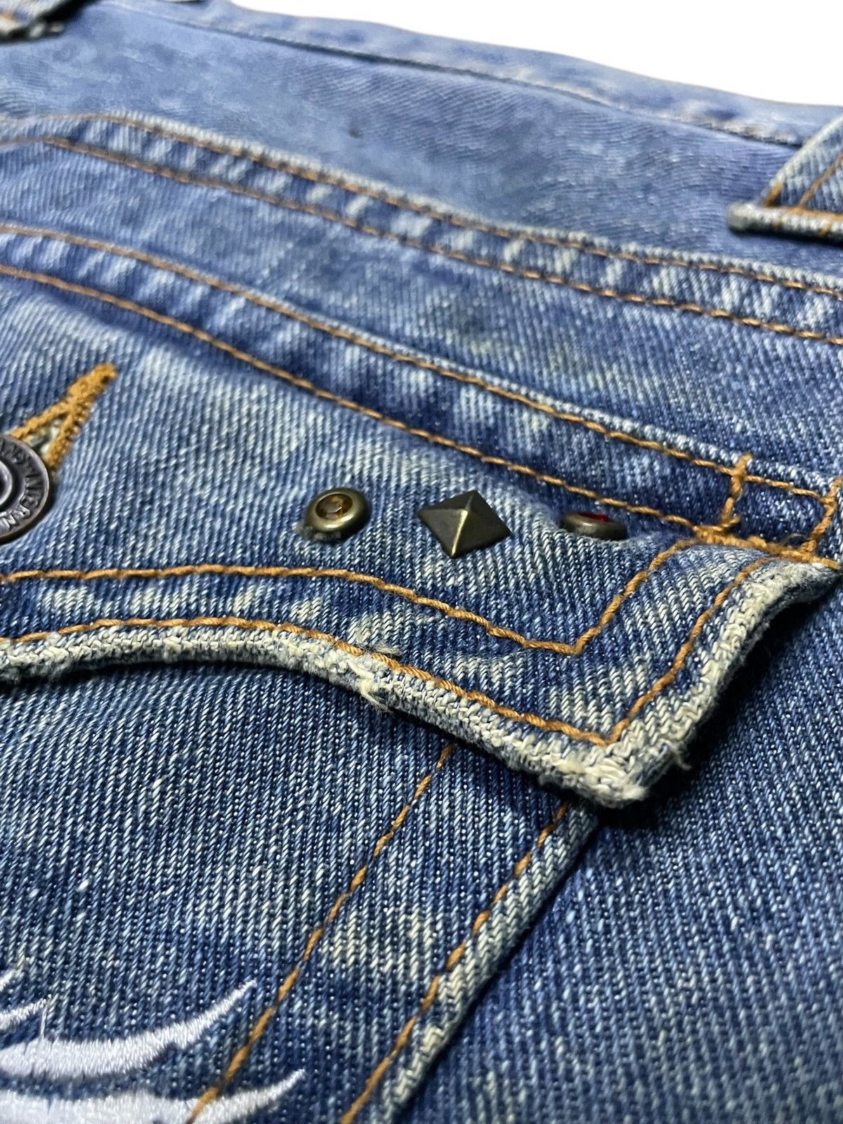 Japanese Brand × Le Grande Bleu (L.G.B.) × Tornado Mart Nylaus Japan Spiral Flare Studded Rhinestones Muddy Jeans Size US 32 / EU 48 - 23 Thumbnail