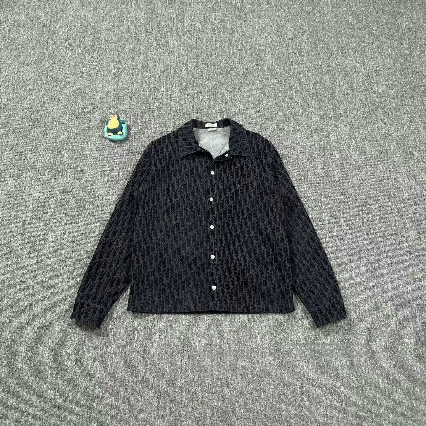 Dior Dior Navy Velvet Print Shirt. Size L / US 10 / IT 46 - 1 Thumbnail