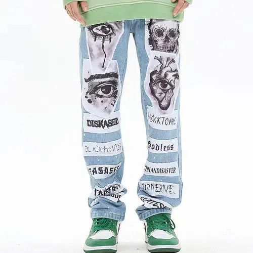 Japanese Brand × Jean EYES Graphic Patchwork Denim Jeans Size US 32 / EU 48 - 4 Thumbnail