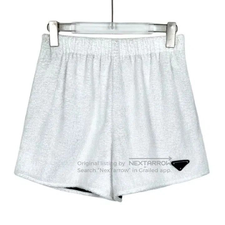 Prada Prada White Triangle Logo Cotton Towel Shorts. Size US 40 / EU 56 - 1 Thumbnail