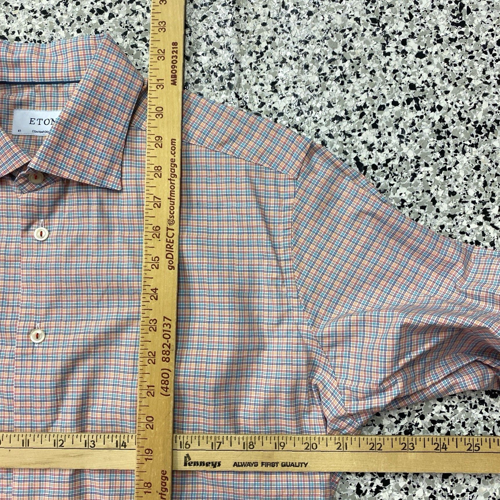Eton Eton Contemporary Dress Shirt Twill Cotton Long Sleeve 16 41 Blue Men's Regular Button Collar Size 42R - 3 Thumbnail