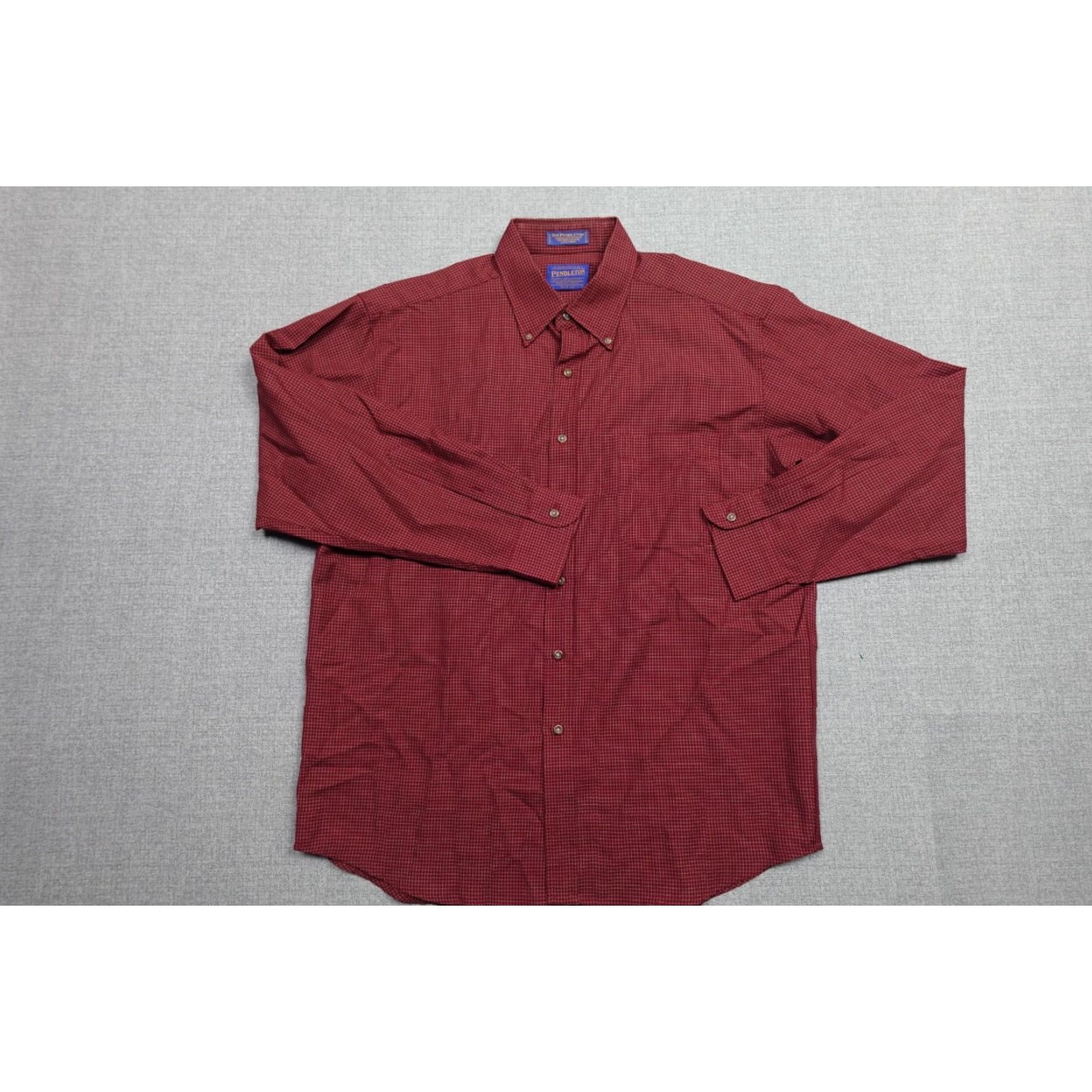 Pendleton VINTAGE Pendleton Wool Shirt Men L Red Check Worsted Wool Button-Up 90s USA Mens Size US L / EU 52-54 / 3 - 4 Thumbnail