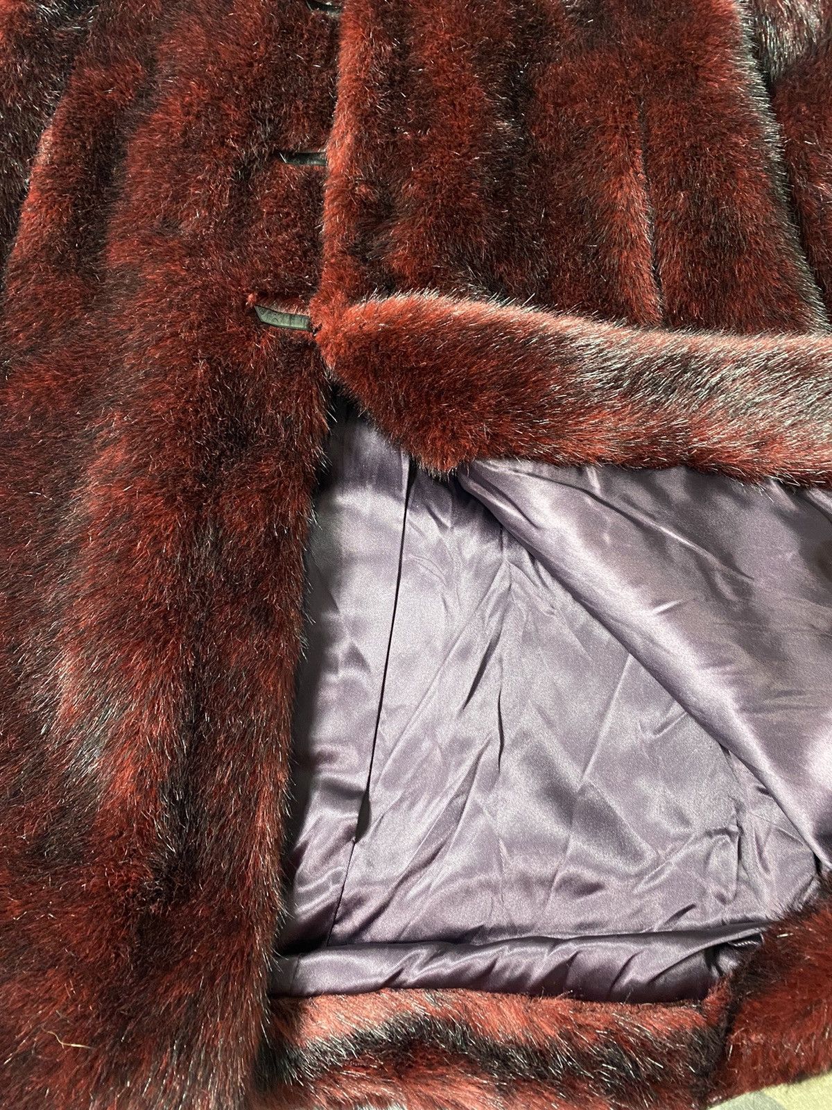 agnes b. Agnes B.- Burgundy Faux Fur Coat Size XS / US 0-2 / IT 36-38 - 8 Thumbnail