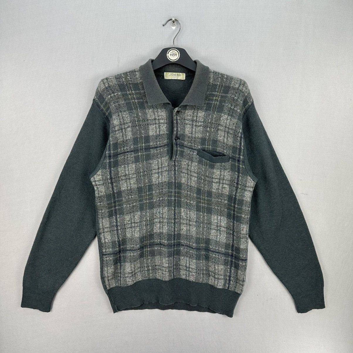 Lindbergh Vintage 80's Wool Knit Polo Shirt Tartan Check by Linbergh Size US S / EU 44-46 / 1 - 1 Thumbnail