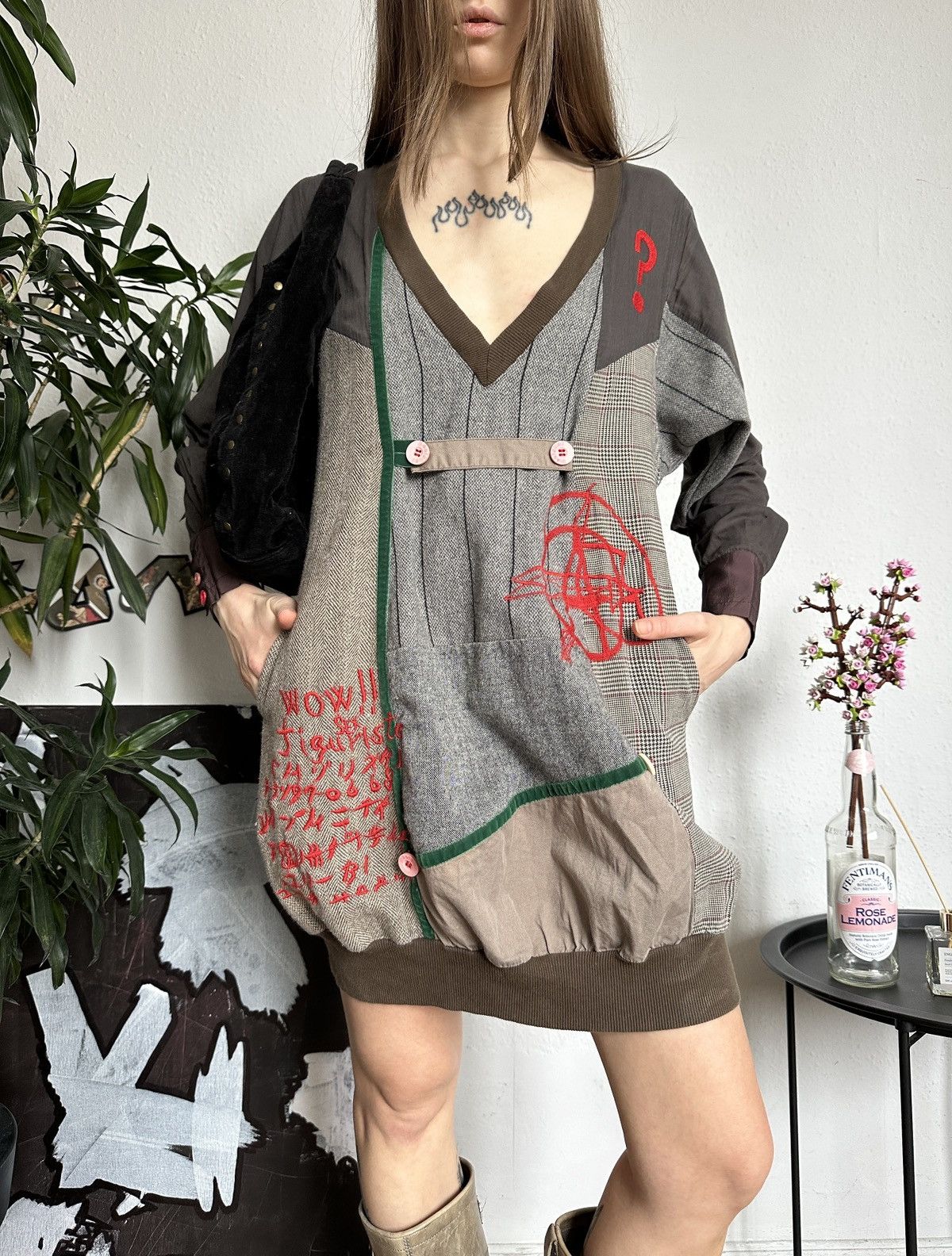 Desigual × Seditionaries × Vintage Desigual Vintage Abstract Patchwork Dress 00s Size ONE SIZE - 4 Thumbnail
