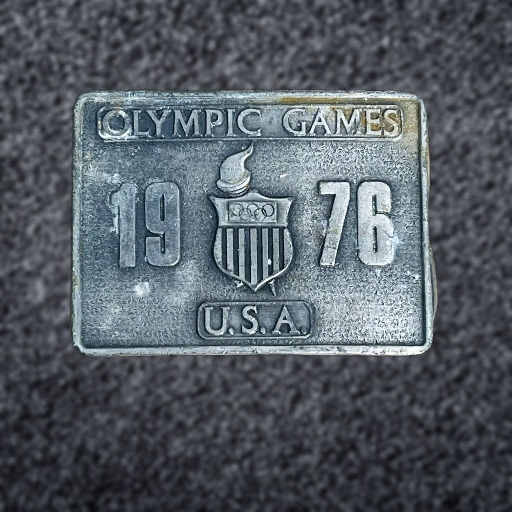 Vintage VINTAGE Bergamot Brass Works Olympic Games 1976 USA Brass Belt Buckle Shirt Belt Buckle Adult Unisex Silver 1970s Sports Mens Womens Boys Girls Size ONE SIZE - 1 Thumbnail