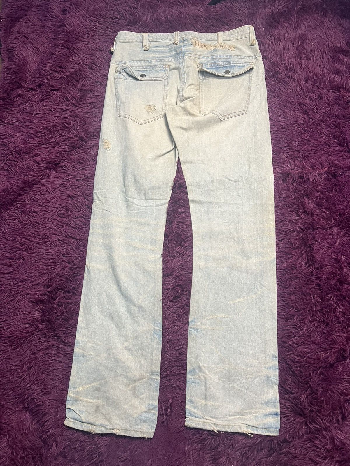 TROVE Archive TROVE Japanese Brand Distressed Light Wash Denim(45) Size US 34 / EU 50 - 2 Thumbnail