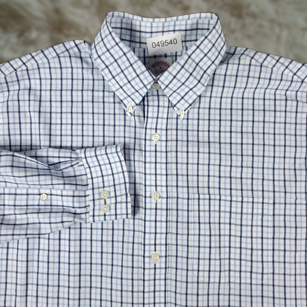 Brooks Brothers BROOKS BROTHERS Shirt Mens Large Blue Check Button-Up Long Sleeve Casual Button-Down Collared 346 Vintage? No. RegularFit Men’s L Blue 100% Cotton Size US L / EU 52-54 / 3 - 1 Thumbnail
