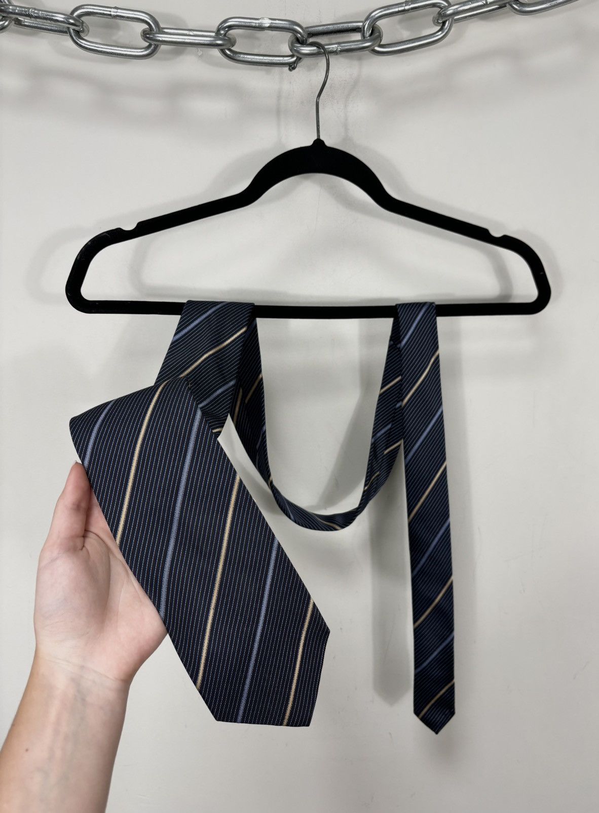 Ermenegildo Zegna Ermenegildo Zegna Men’s Navy Blue Striped Luxury Silk Tie Size ONE SIZE - 2 Thumbnail