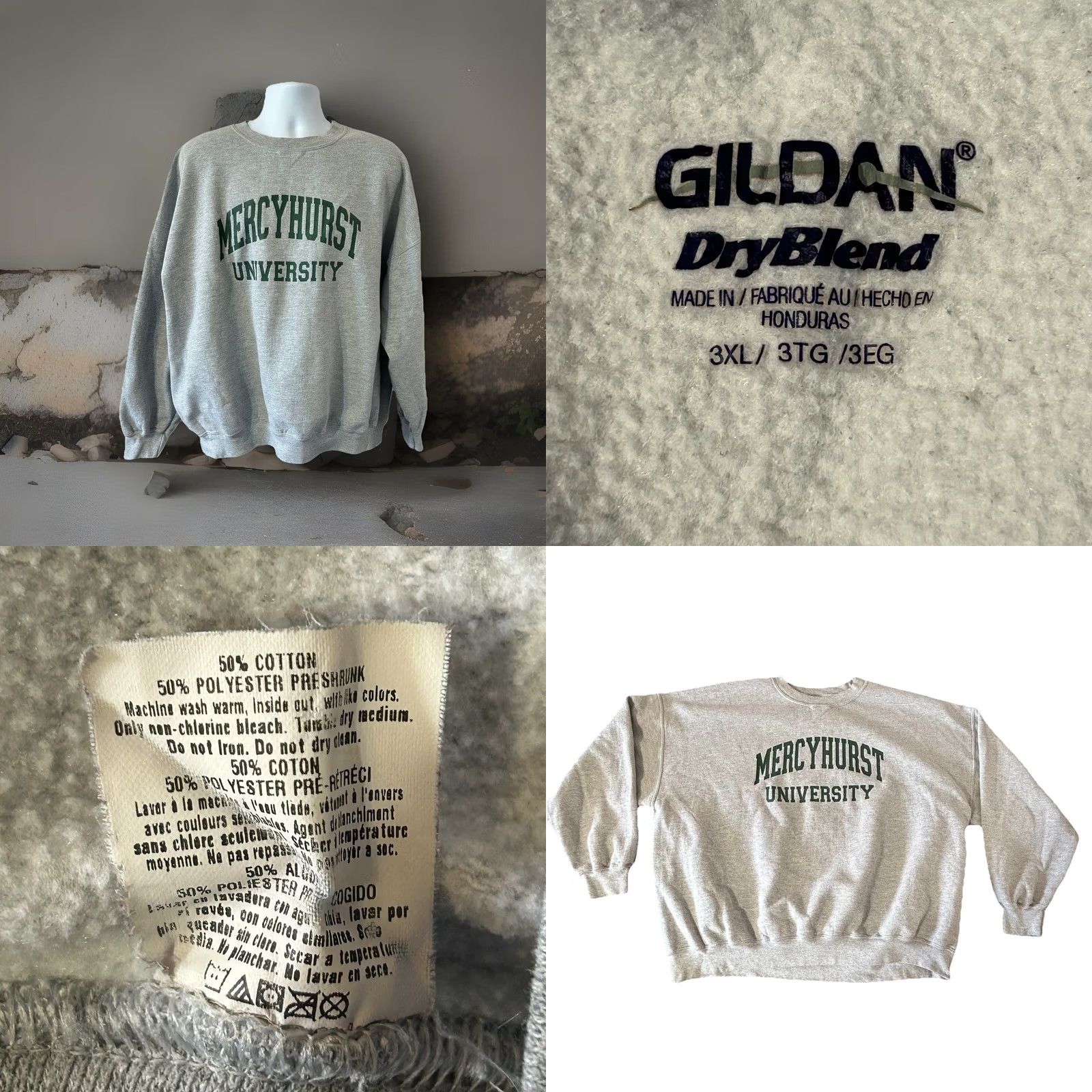 Gildan Mercyhurst University Sweatshirt Men 3XL Heather Gray Gildan Dry Blend Pullover Size US XXL / EU 58 / 5 - 8 Thumbnail