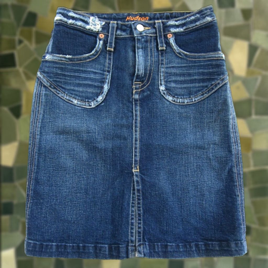 Hudson Hudson Skirt Denim Pencil Medium Wash 28 Regular Blue Cotton Spandex Knee Length Vintage? No Size 28" / US 6 / IT 42 - 1 Thumbnail