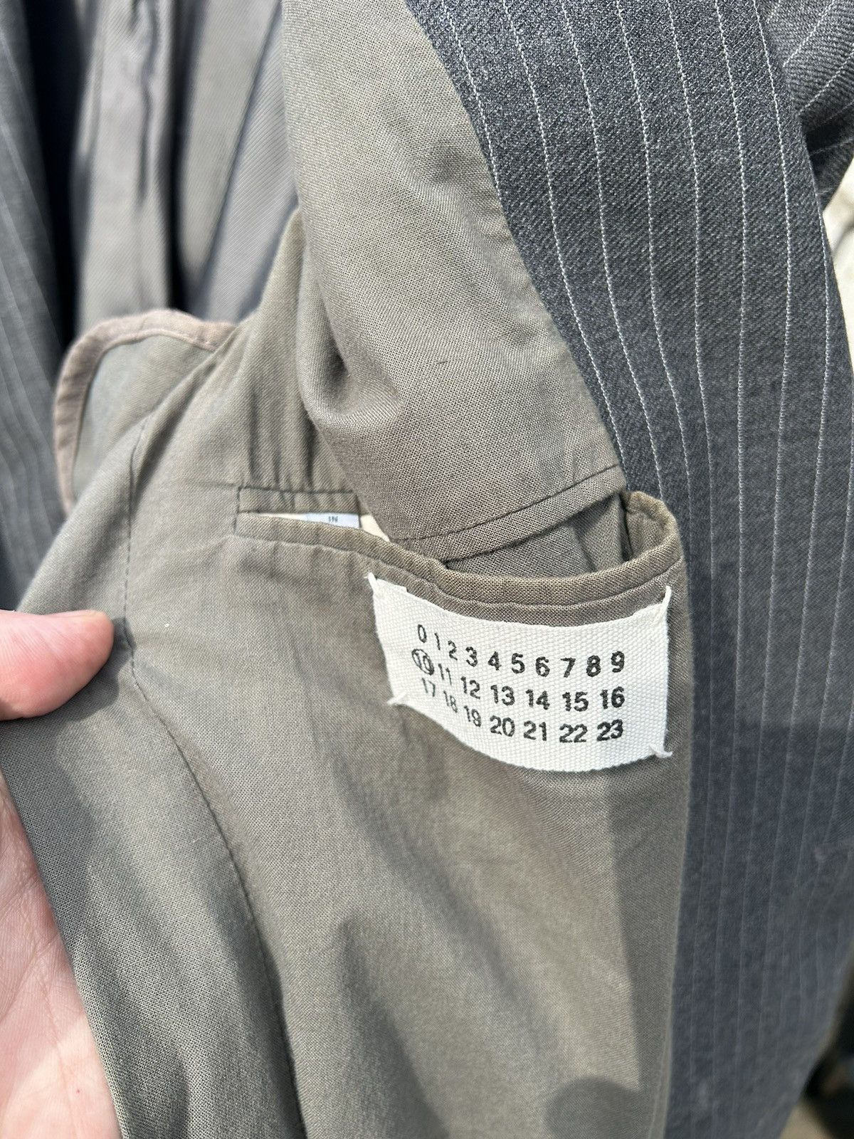 Maison Margiela Margiela Grey Pinstripped Wool Jacket Size 52L - 3 Thumbnail