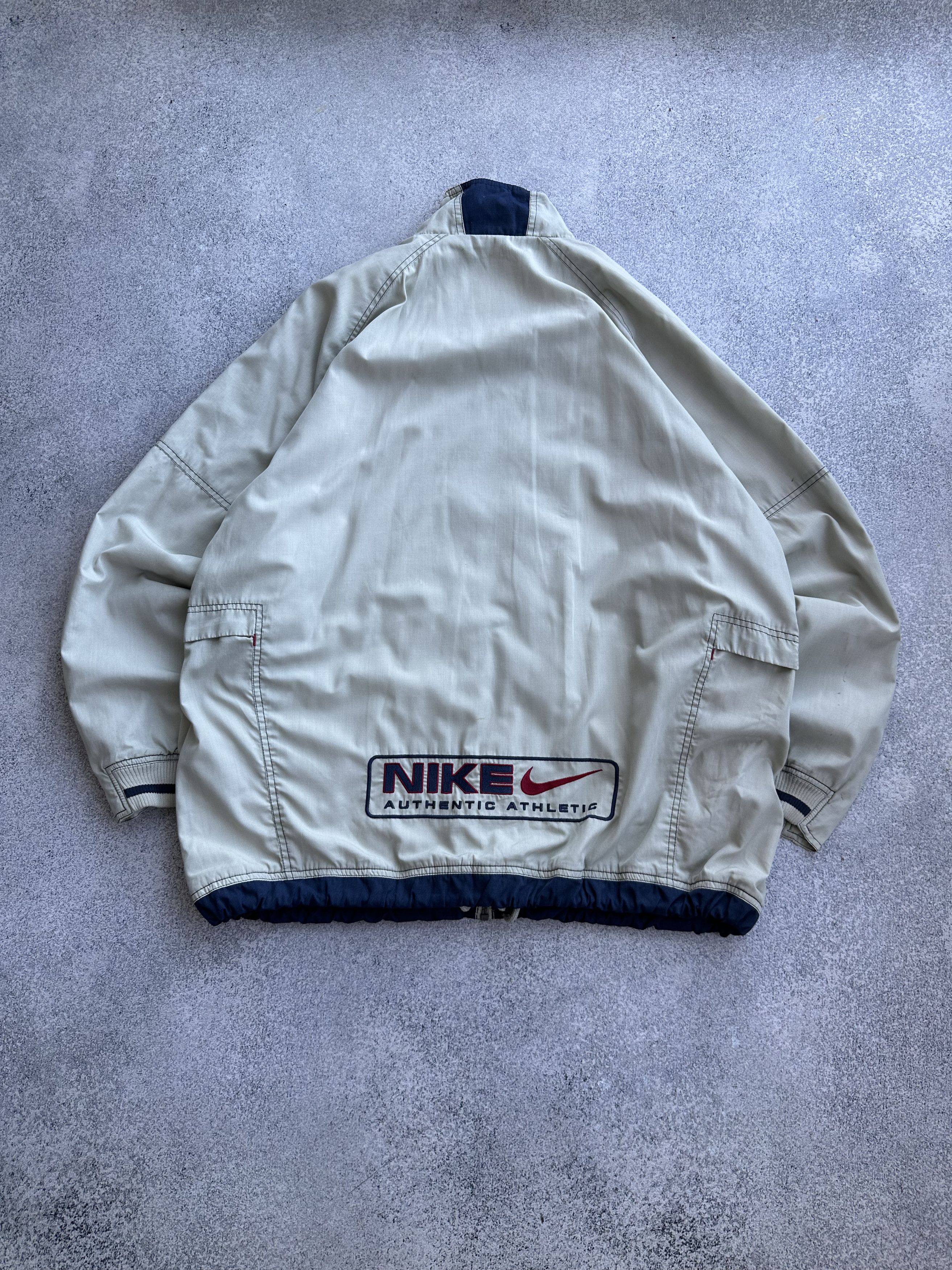 Nike × Vintage Nike Authentic Athletic Beige Vintage Track Jacket Size US L / EU 52-54 / 3 - 10 Thumbnail