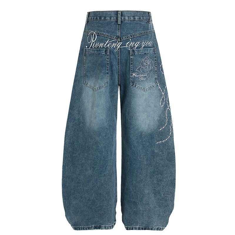 Vintage American retro washed distressed curved jeans Size US 32 / EU 48 - 2 Thumbnail