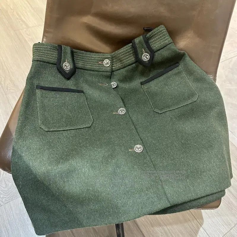 Miu Miu Miu Miu Green Wool Midi Skirt . Size 23" - 2 Thumbnail