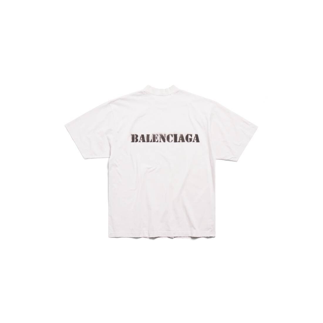 Balenciaga o1w1db10525 Stencil Type T-Shirt Medium Fit Off White/Black Size US XXS / EU 40 - 6 Thumbnail
