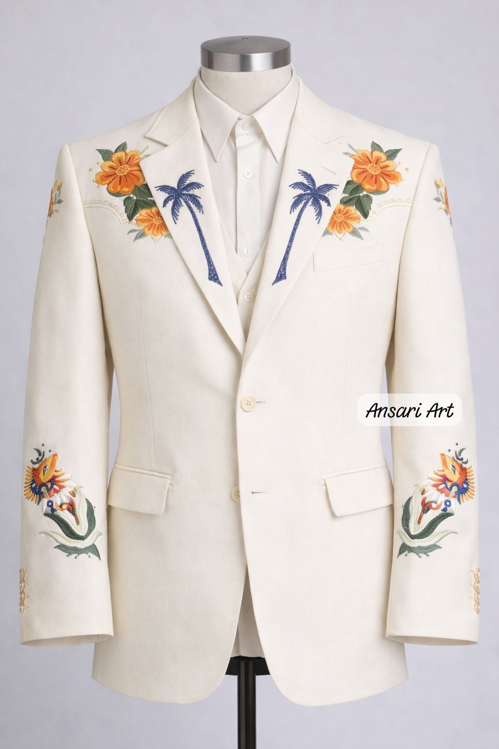 Other Men 2PC Customized Floral Embroidery western prom outfits Size 44L - 1 Thumbnail