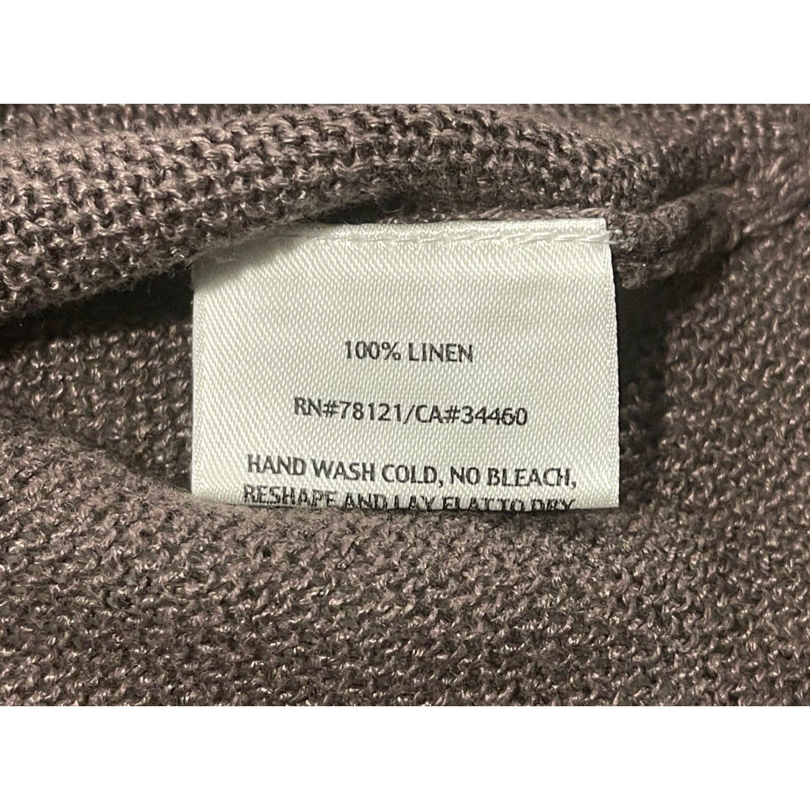 Eileen Fisher EILEEN FISHER Dress Womens XS Brown Linen Long Sleeve Round Neck Lightweight A-Line Short Length Regular Women Size XS / US 0-2 / IT 36-38 - 3 Thumbnail
