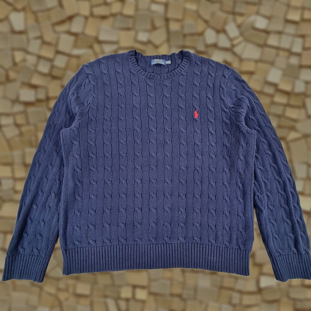 Polo Ralph Lauren Polo Ralph Lauren Jumper Mens Cable-Knit Cotton Pullover Navy Blue XXL Crew Neck Size US XXL / EU 58 / 5 - 1 Thumbnail