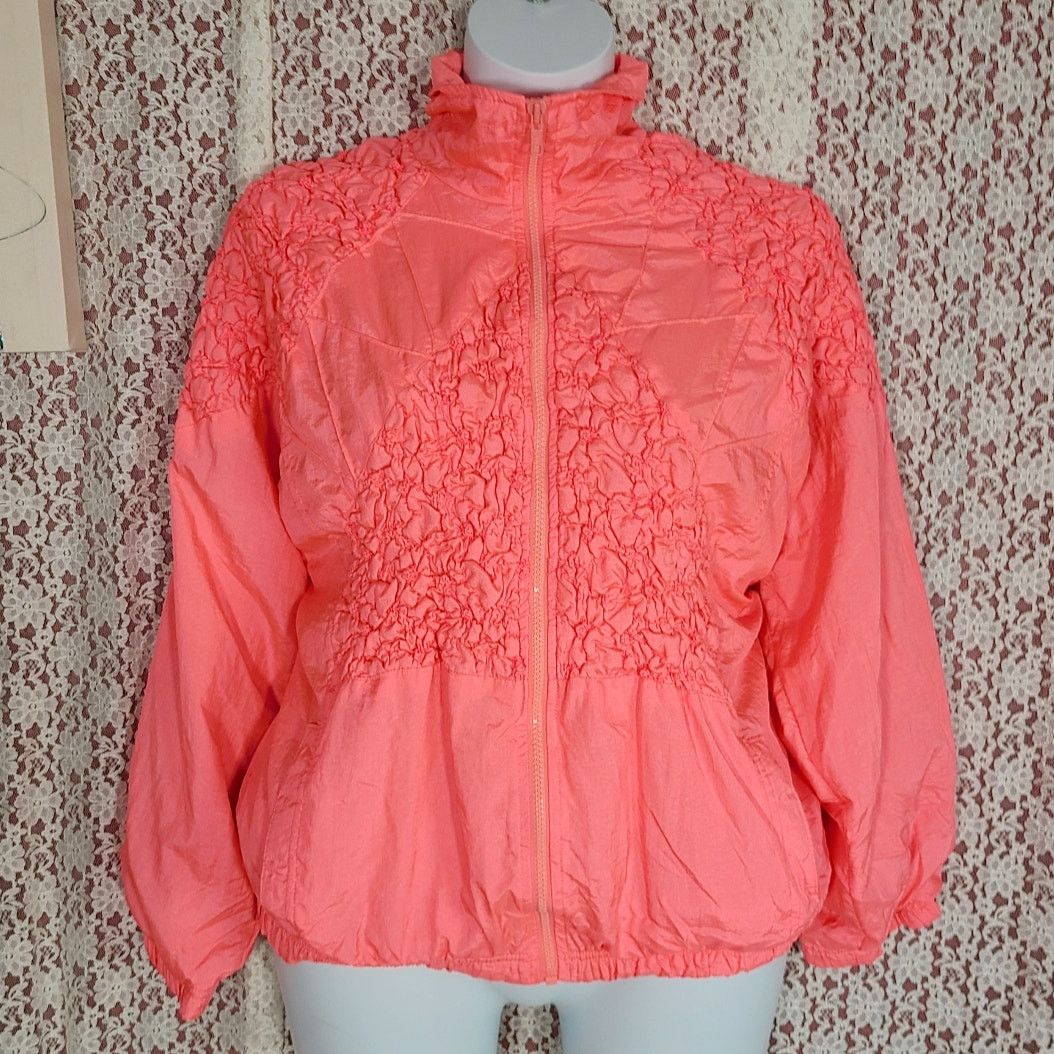 Vintage 90s ASR pink rouched full zip windbreaker size large