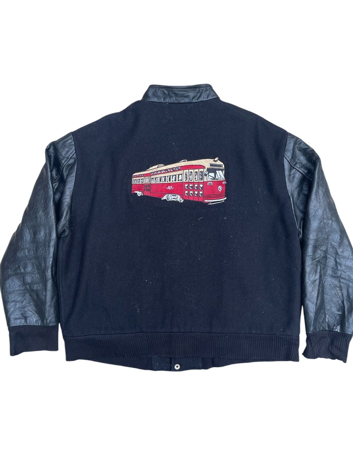 Vintage Vintage Varsity Jacket Leather Sleeves Streetcar Embroidery Size US L / EU 52-54 / 3 - 9 Thumbnail