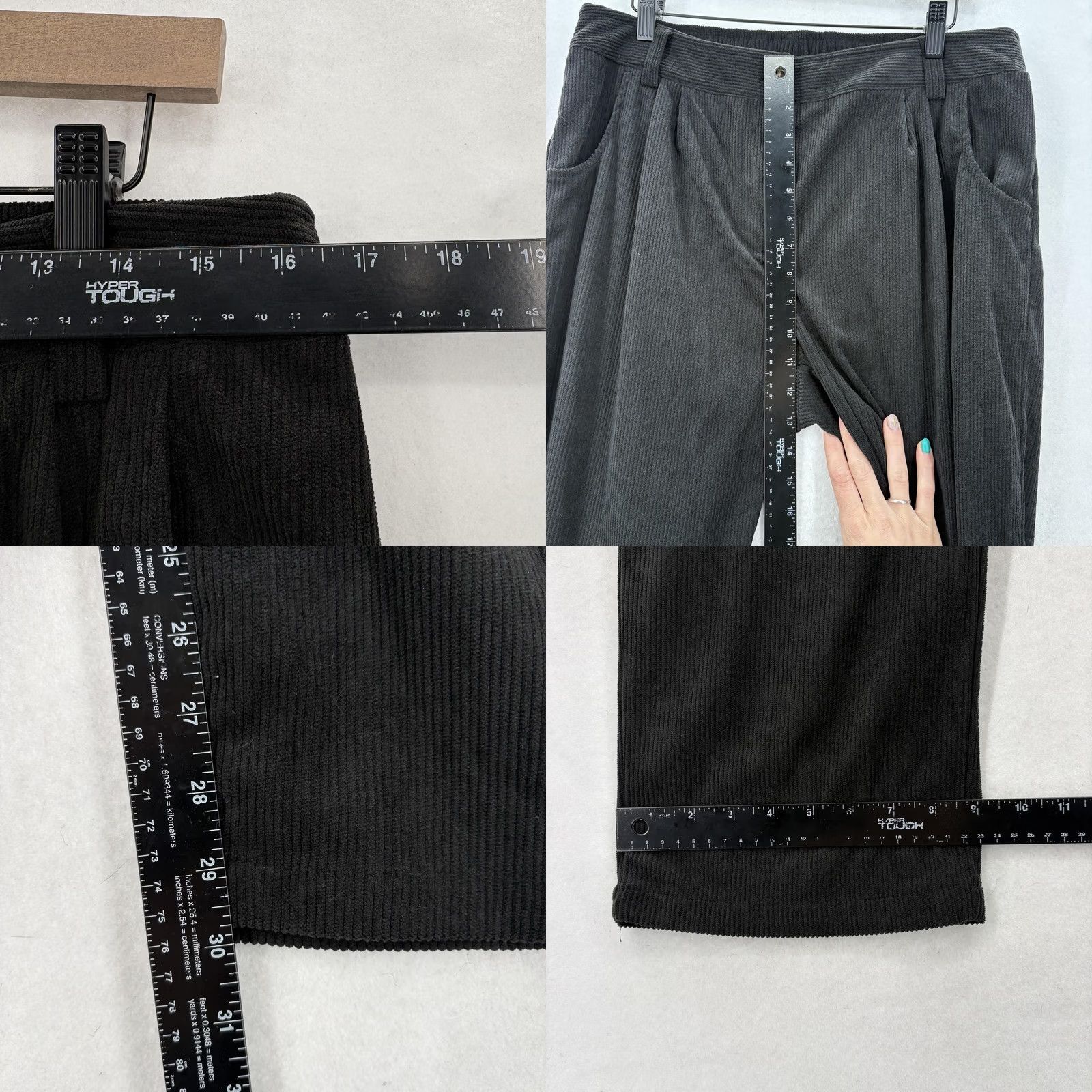 Vintage Halara Corduroy Sweatpants Womens L Tall Black Pleated Elastic Waist Casual Size 36" / US 14 / IT 50 - 8 Thumbnail