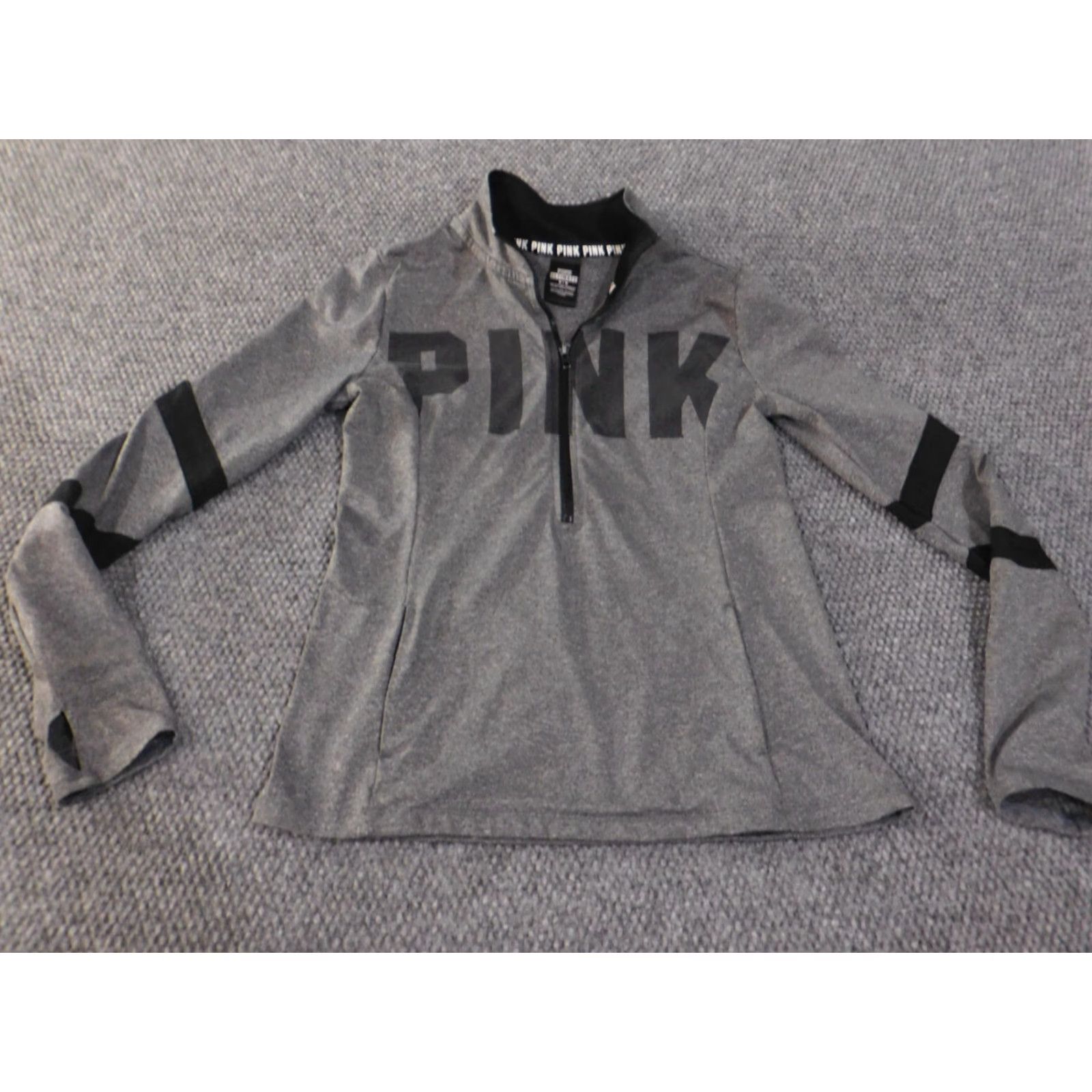 Victoria's Secret Victoria's Secret PINK Sweatshirt Regular M Gray Geometric Logo Pullover Mock Neck Raglan Style Love Stretch Womens Size M / US 6-8 / IT 42-44 - 2 Thumbnail