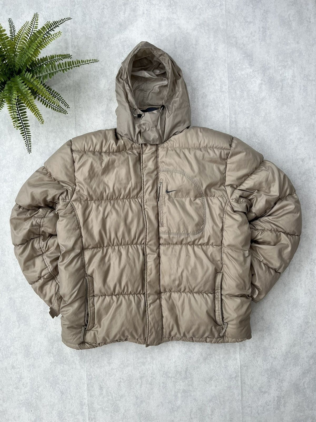 Nike × Vintage 90s Nike Swoosh Vintage Y2K Oversized Puffer Hooded Jacket Size US XL / EU 56 / 4 - 1 Thumbnail