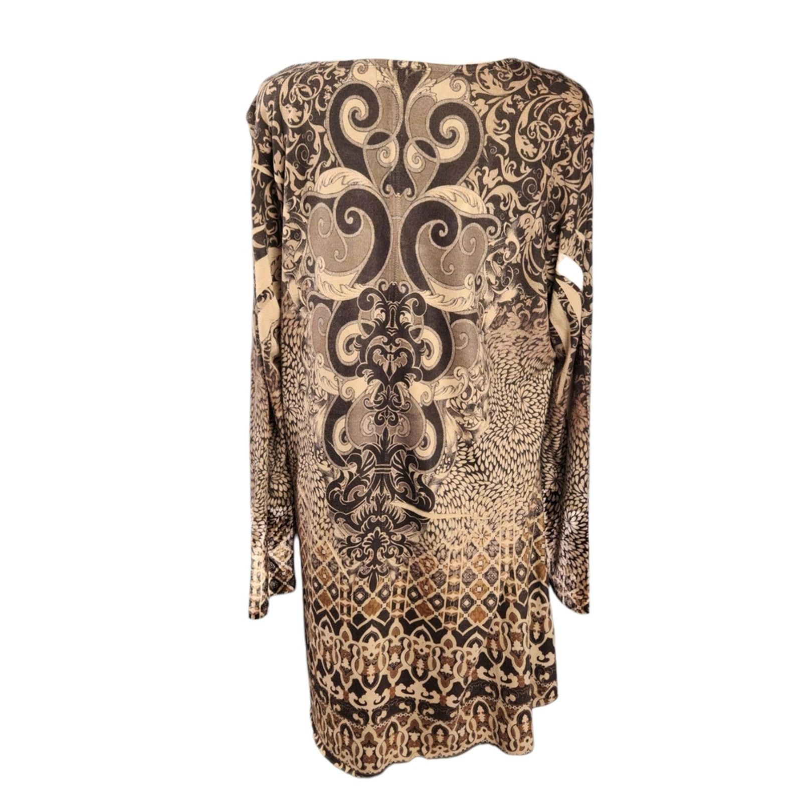 Other ONE WORLD Size 2X Beige Black Blouse - Boho Casual Top Size XXL / US 16-18 / IT 52-54 - 3 Thumbnail