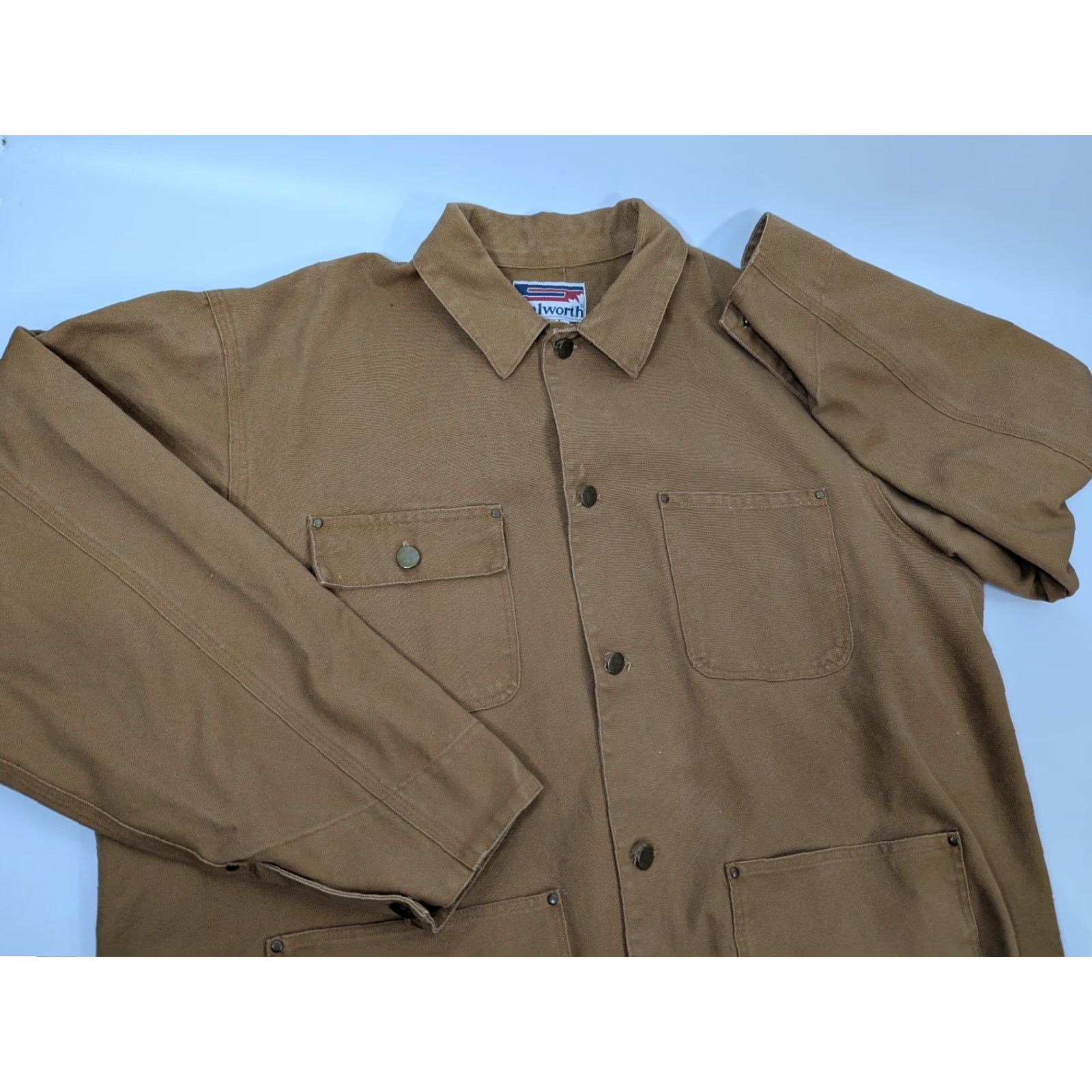 Vintage Stalworth Chore Shacket Coat Workwear Jacket Button-Down Brown 44 Mens Canvas Cotton Vintage No N/A Size US S / EU 44-46 / 1 - 2 Thumbnail