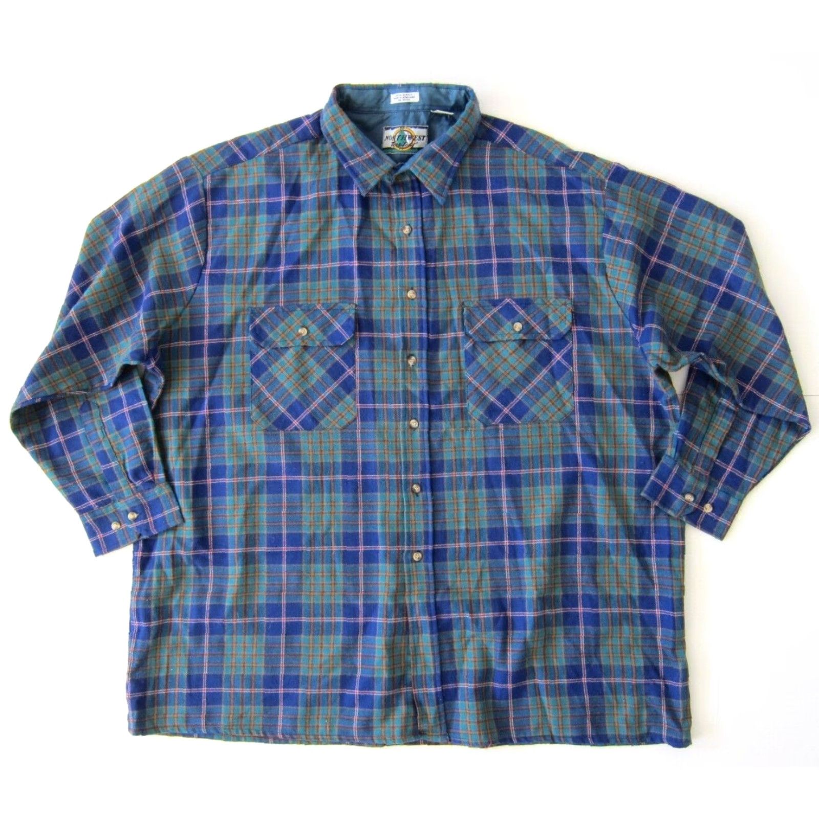 Vintage Vintage Northwest Territory Long Sleeve Button Down Shirt 3X Green Plaid Men Shirt Mens Big & Tall Size US XXL / EU 58 / 5 - 2 Thumbnail