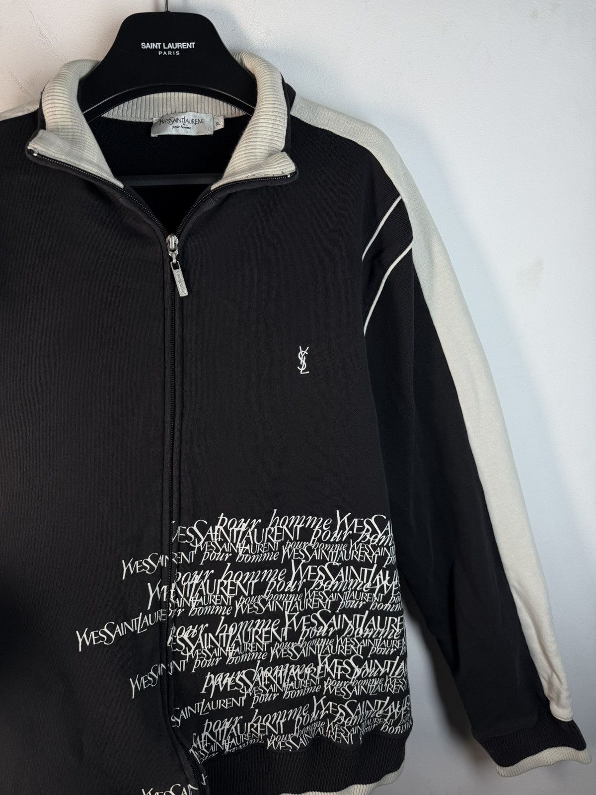 Yves Saint Laurent Black YSL Sweatshirt Zip Multilogo YSL Sweater YSL Jacket Size US XL / EU 56 / 4 - 18 Thumbnail