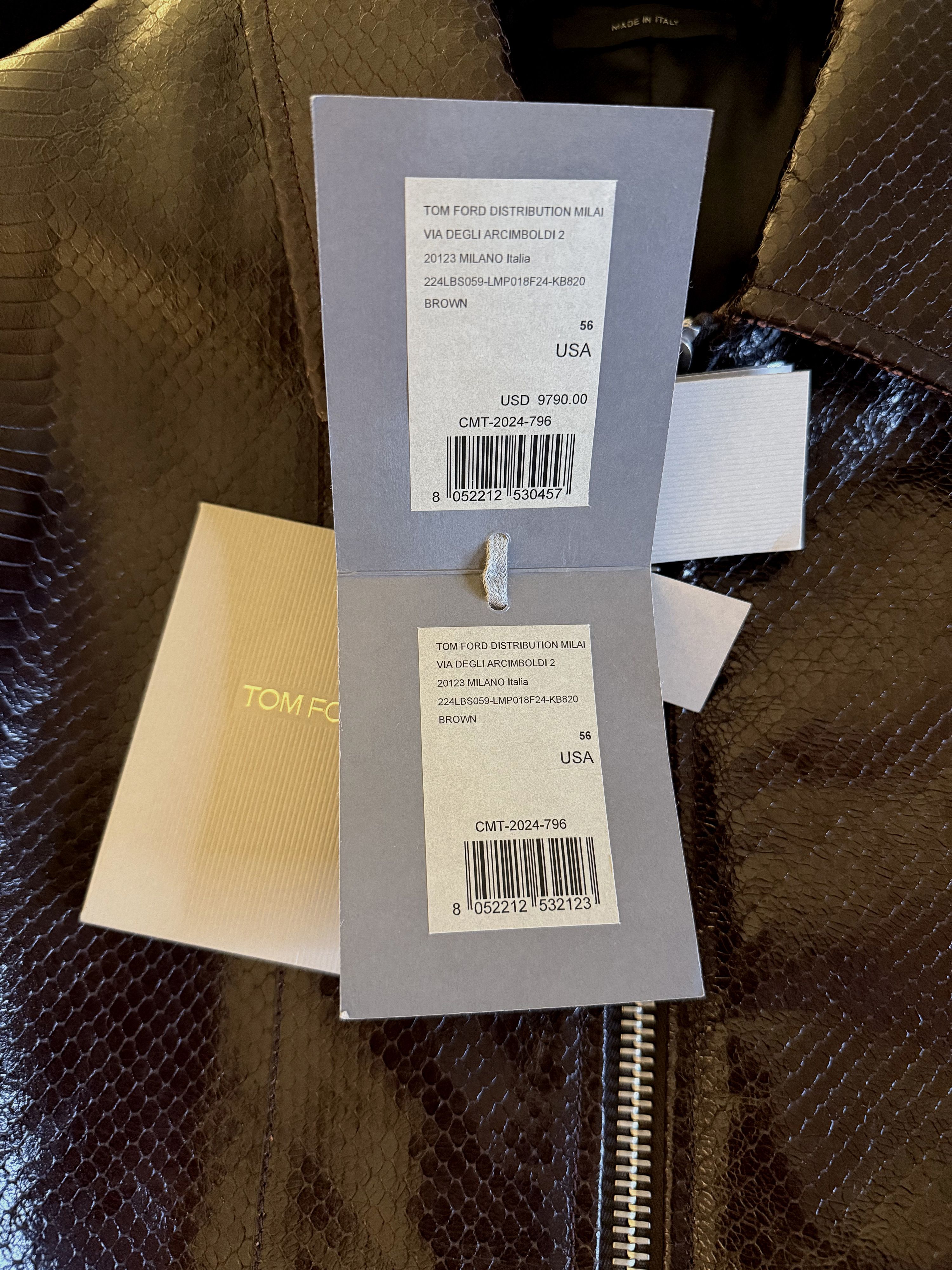 Tom Ford Fits smaller, Ultimate NWT $10,700 w/tax Python Jacket Size US XL / EU 56 / 4 - 13 Thumbnail
